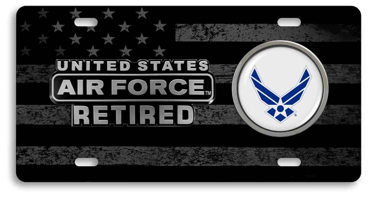 USAF - U.S. Air Force Retired - Stainless Steel Car License Plate